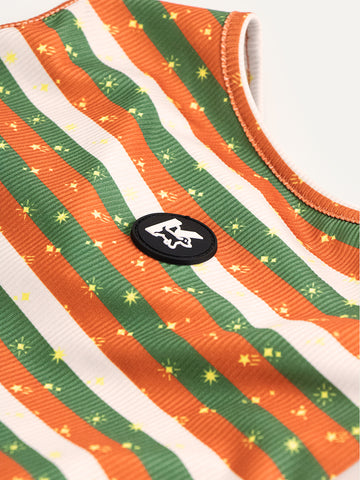 Sleeveless Dog Shirt - Festive Stripe Sparkle