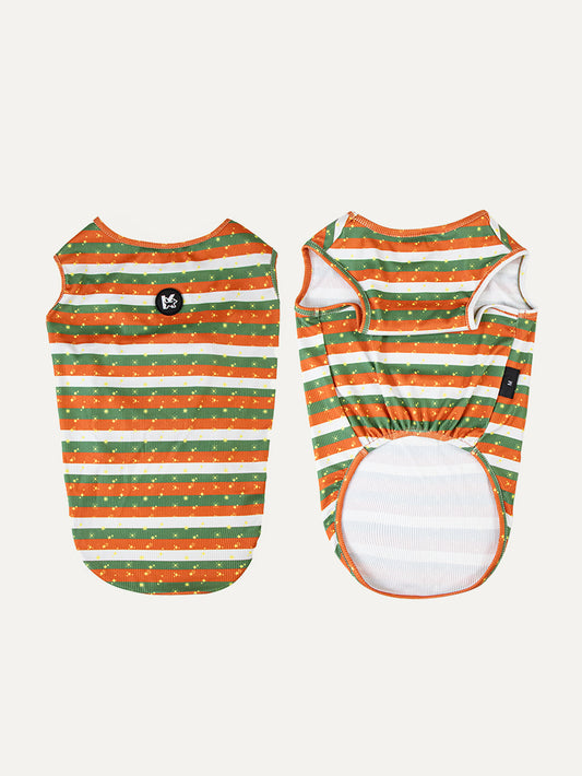 Sleeveless Dog Shirt - Festive Stripe Sparkle