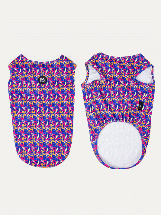 Sleeveless Dog Shirt - Midnight Tropical Pop