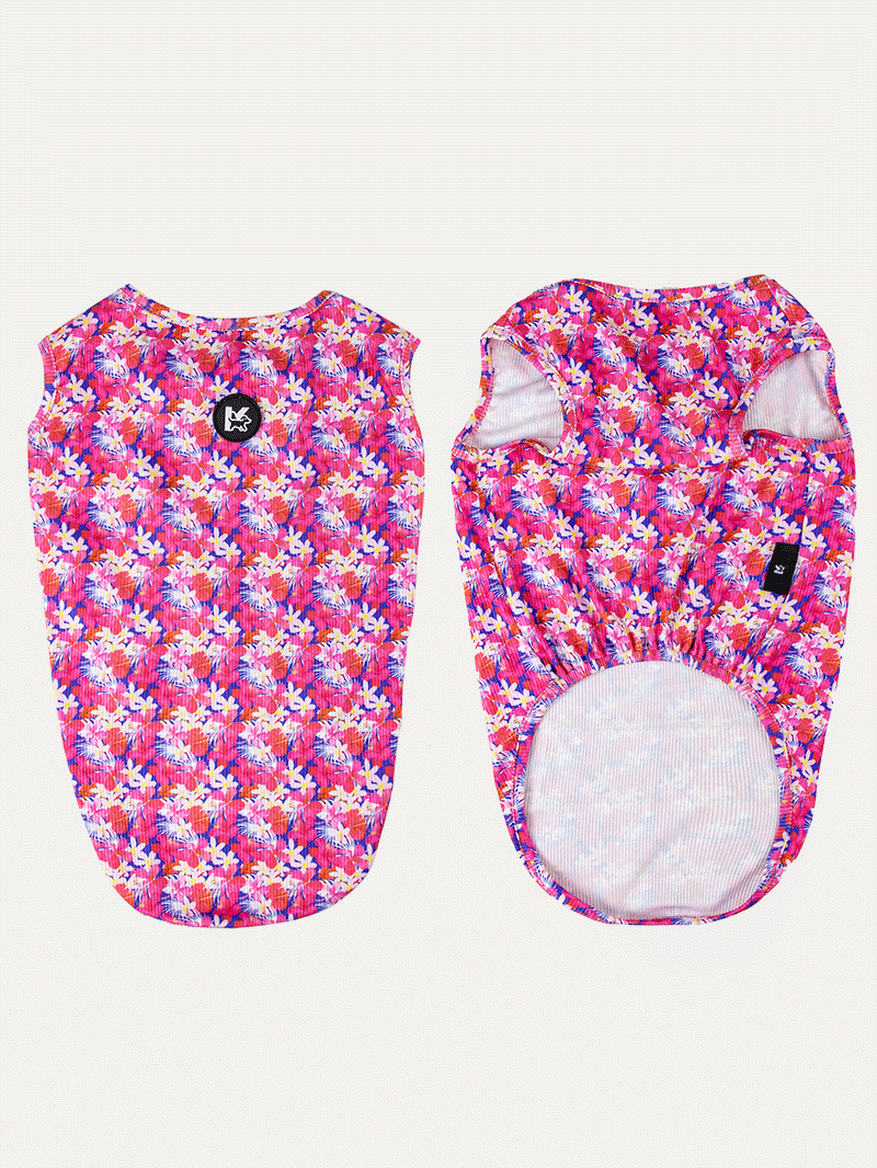 Sleeveless Dog Shirt - Tropical Bloom Rush