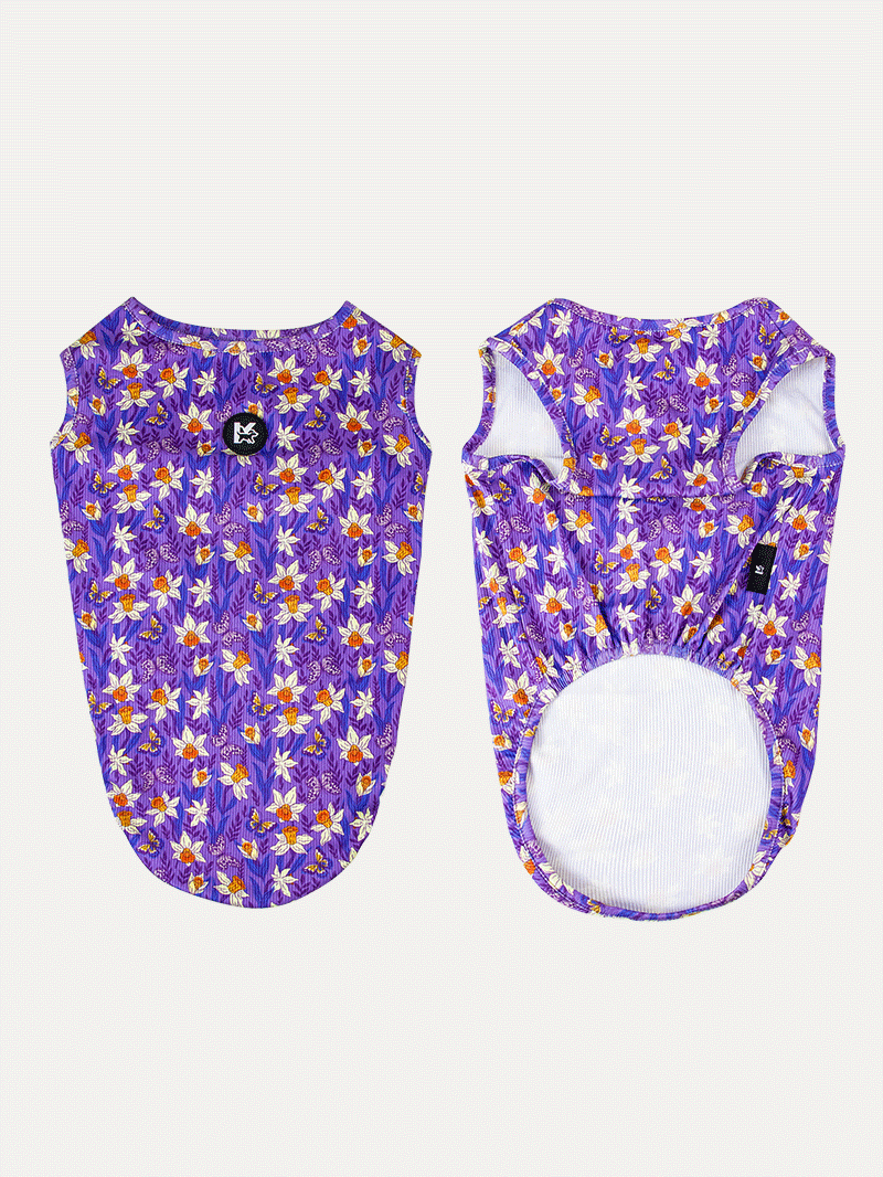 Sleeveless Dog Shirt - Violet Butterfly Whispers